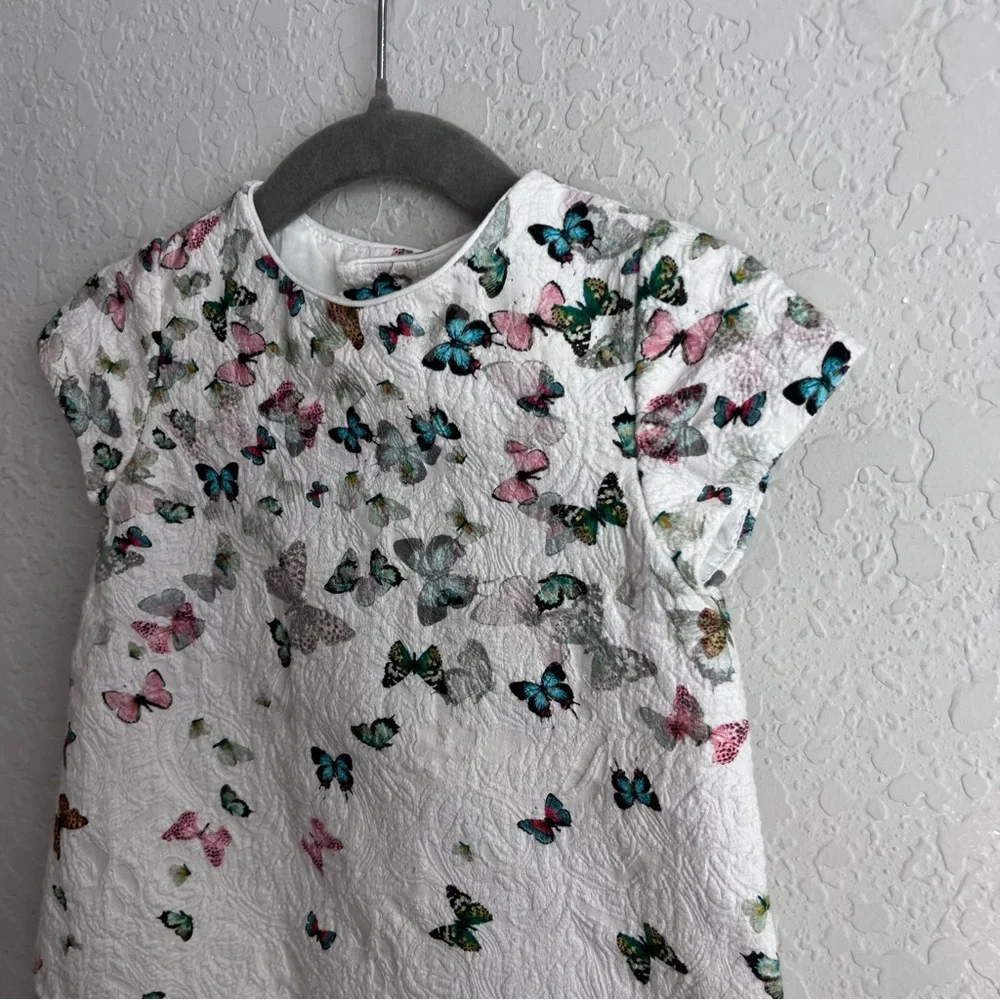 Zara Baby Girl Dress Mini Top Butterfly Print Pink Blue White Kids - Picture 5 of 9